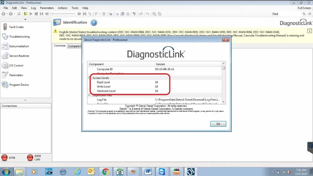 Диагностическая ссылка для дизельного двигателя Детройта 8 10 дюйма SP3 DDDL Pro
