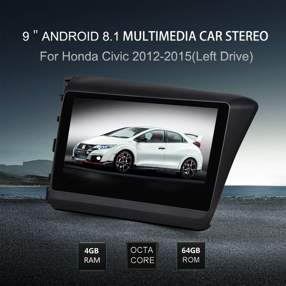 Ips " 4 Гб+ 64 Гб DSP для Honda Civic 2012- левый привод Android 8,1 PX5 Восьмиядерный камера заднего вида Wifi Bluetooth GPS автомобильный радиоприёмник