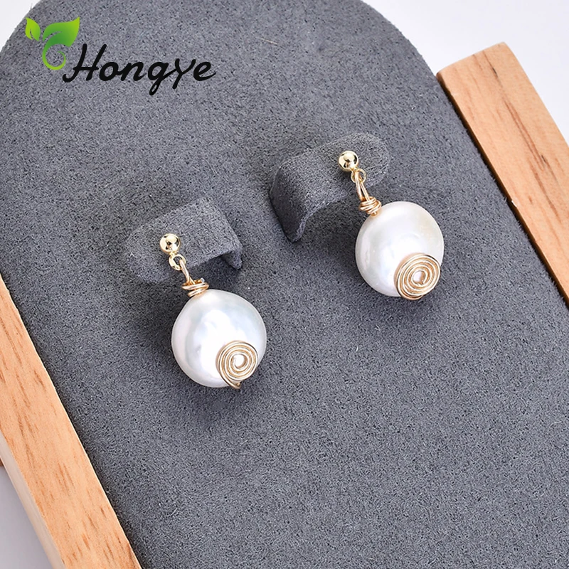 Hongye Висячие серьги для женщин в стиле барокко жемчужные металлические