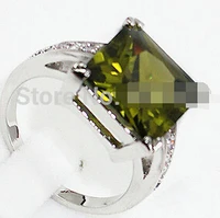 hot sell charming olive green zircon crystal ring size 6 9 bridal jewelry free shipping