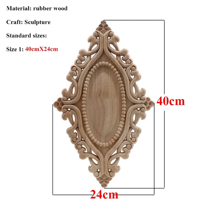 40cmX24cm VZLX уникальные натуральные цветочные деревянные резные фигурки, декоративные угловые Аппликации, рамка для стен, дверей, мебели, резьба по дереву - Цвет: 40cmX24cm