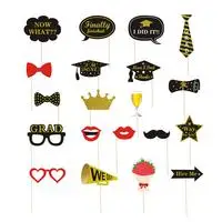 20pcs photobooth Выпускные фото реквизит набор холостяцкая Кепка вечерние принадлежности Выпускной фото стенд реквизит баннеры класса градусов вечерние украшения - Цвет: 20pcs photobooth