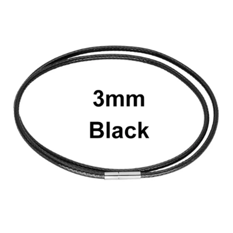 Black-3mm Цепочки и ожерелья шнур 1~ 3 мм застежка из нержавеющей стали кулон с серебряной PU кожаный плетеный шнур Цепочки и ожерелья для женщин с украшением в виде кристаллов для изготовления ювелирных изделий - Цвет: Black-3mm