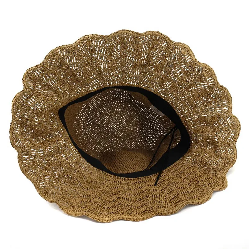 

XdanqinX Women's Breathable Straw Hat Korean Japanese Bucket Hats Handmade Grass Weaving Foldable Elegant Beach Hats For Women