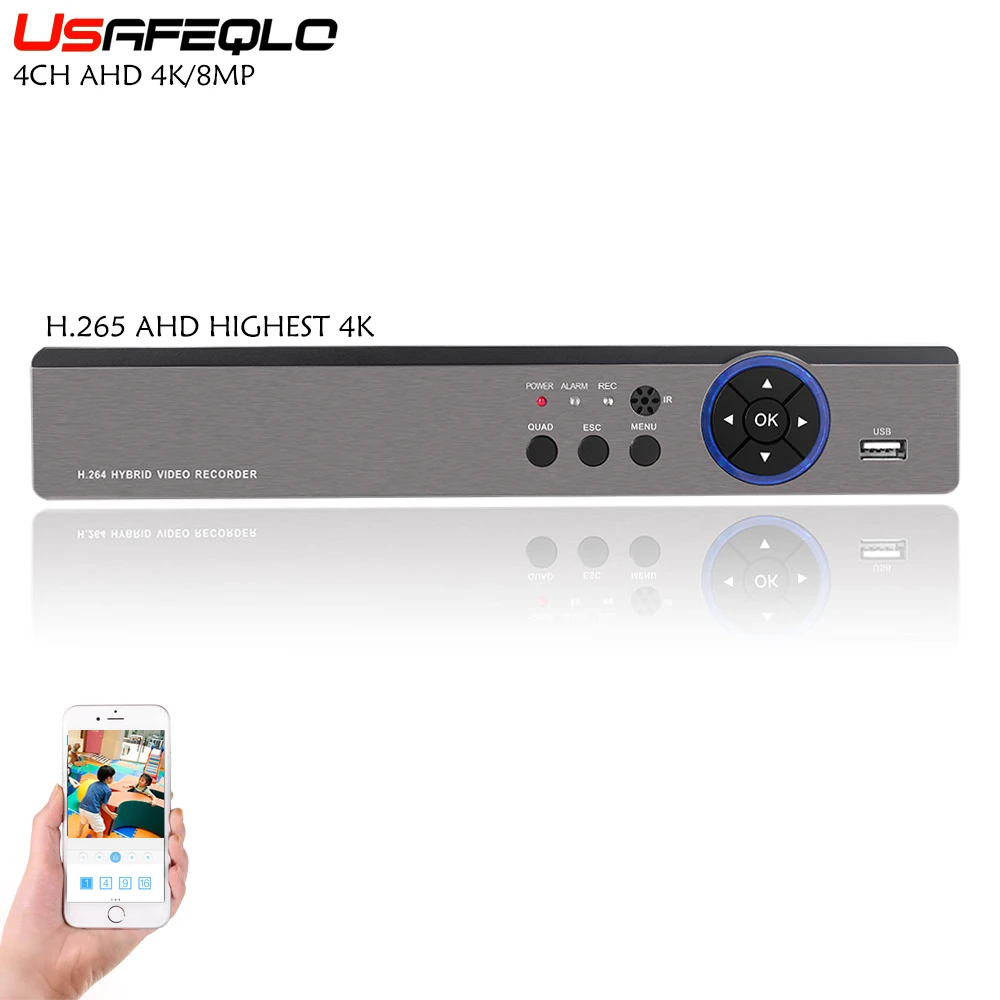 4CH AHD видеорегистратор H.265 + 4K 5MP Hi3521A 4 канала 5 в 1 Гибридный DVR Wifi XVi TVi CVI IP 8MP NVR для