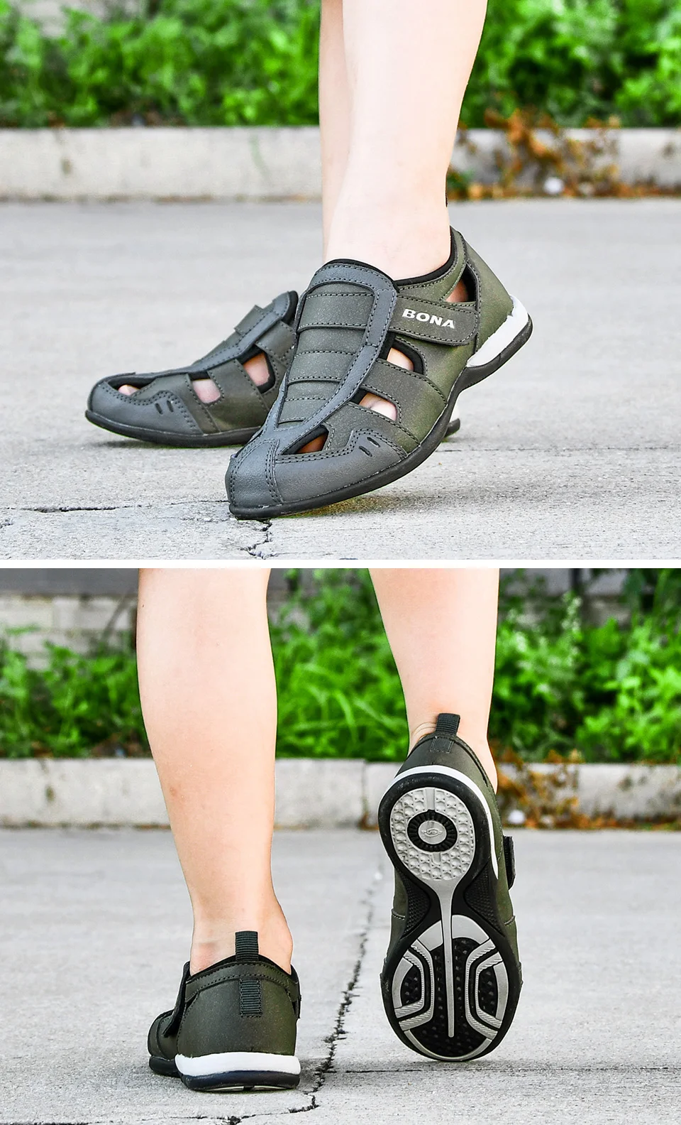BONA/Новое поступление; популярная стильная детская повседневная обувь; синтетический крючок и петля; летняя обувь для мальчиков с вырезами; Уличная обувь для отдыха