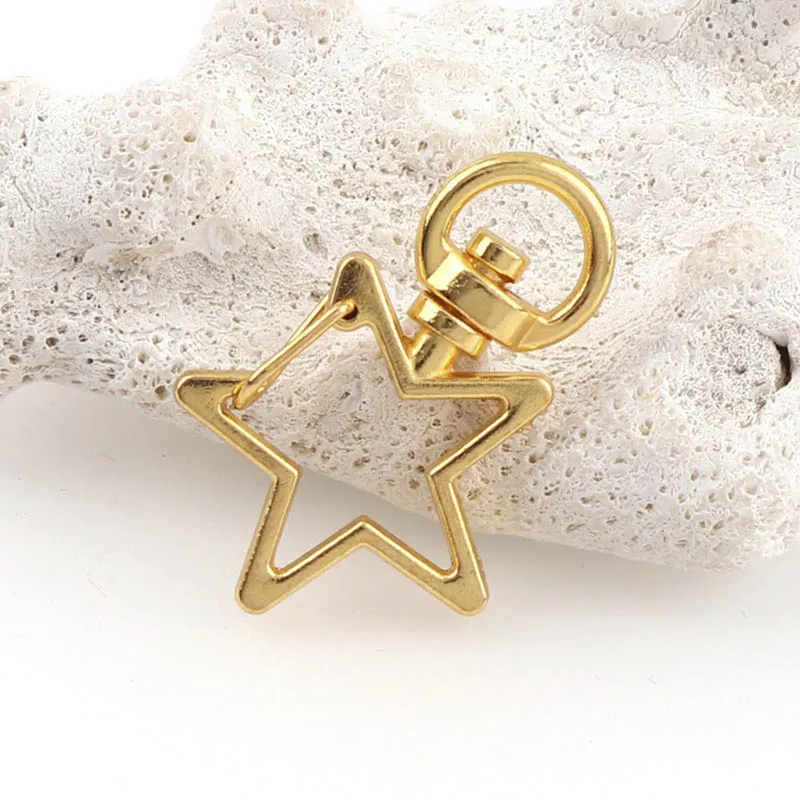 Gold star 5 шт Сердце Звезда рамка брелок для ключей оснастка коннектор круглое кольцо для ключей для Diy ювелирных изделий Аксессуары Сумки компенсаторы - Цвет: Gold star