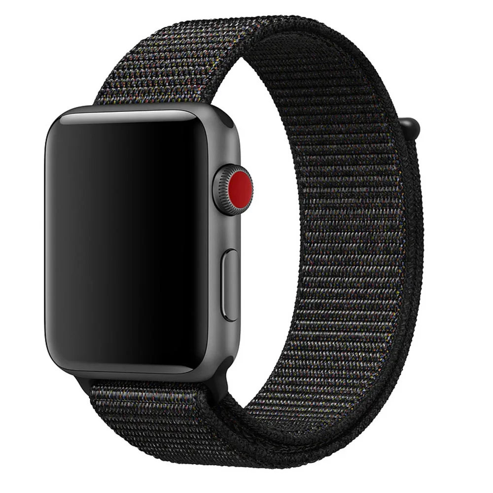 Красный тканый нейлоновый спортивный ремешок для Apple Watch серии 5, 4, 44 мм, 40 мм, ремешок для наручных часов, браслет для Apple watch 42 мм, 38 мм, 3, 2 - Цвет ремешка: Black red dots