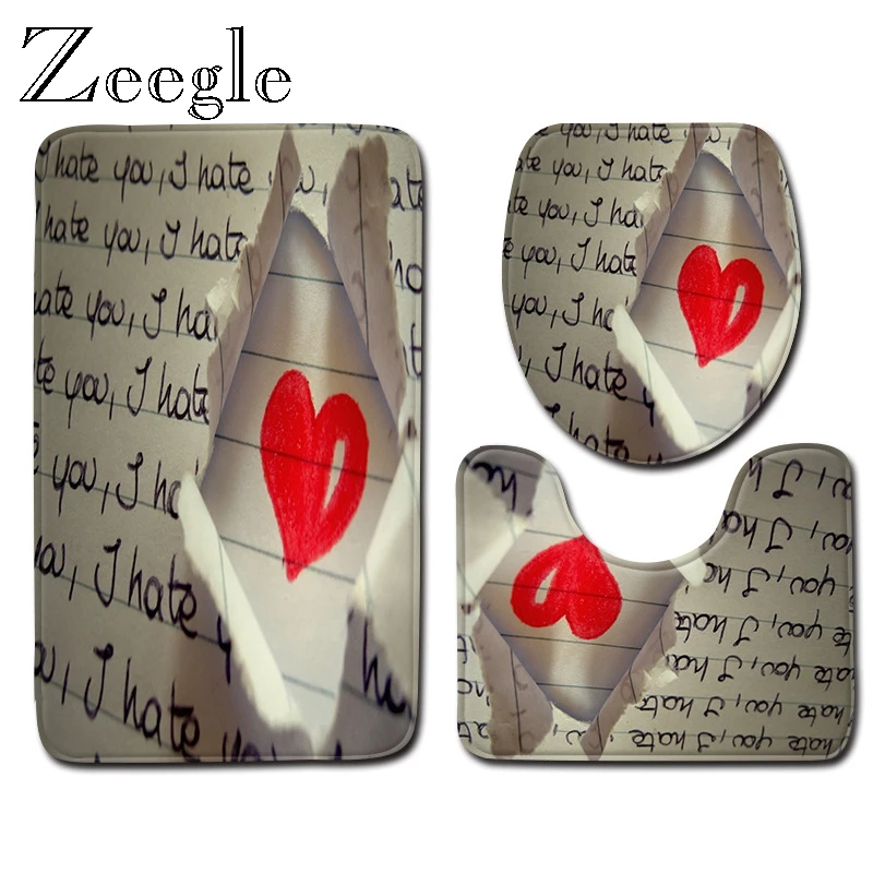 Zeegle 3D платья 3 шт. Ванная комната коврик анти скольжения мат душ туалет для ванной
