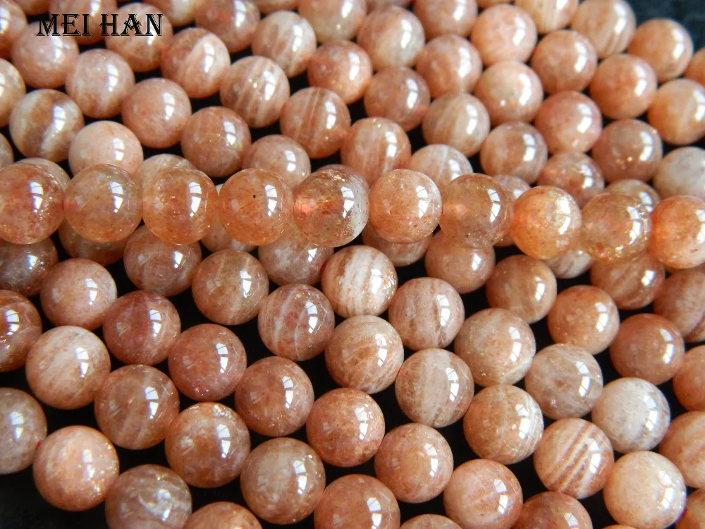 Meihan(48 бусины/Набор/35g) парик из натуральных волос 8 мм Бразилия золотые sunstone бусины Кристальные, круглой формы для ожерелий, "сделай сам" для изготовления