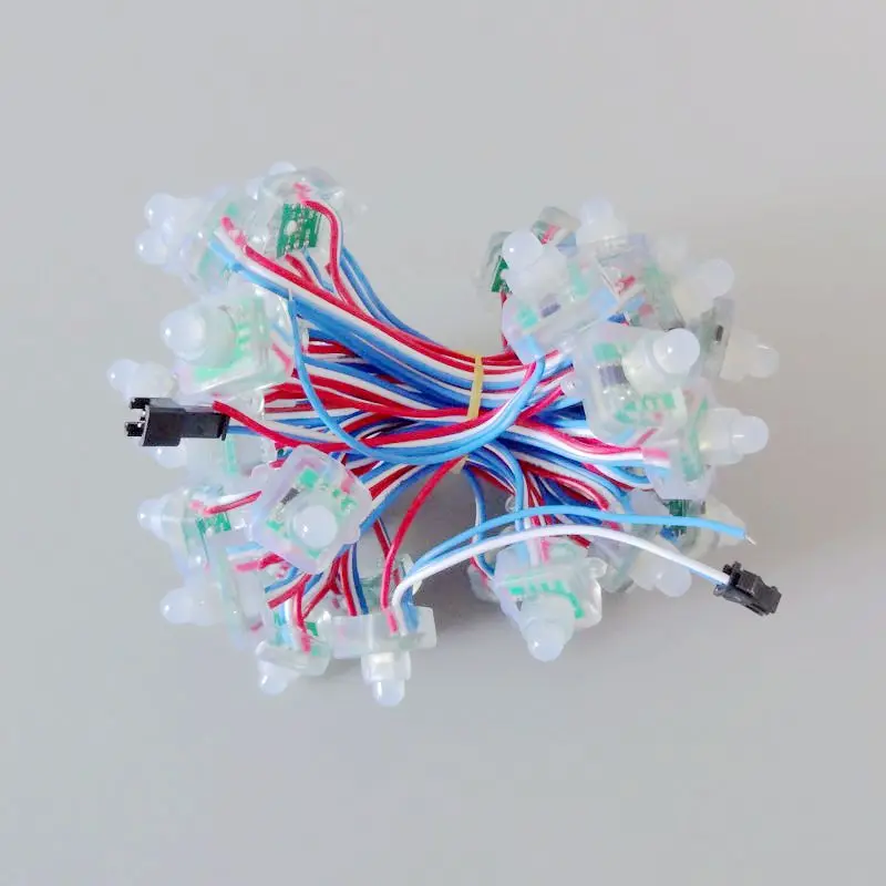 500 шт 12 мм WS2811 T1515 квадратный Led Pixel Модуль строка черный зеленый белый RGB кабель IP68 Водонепроницаемый DC5V