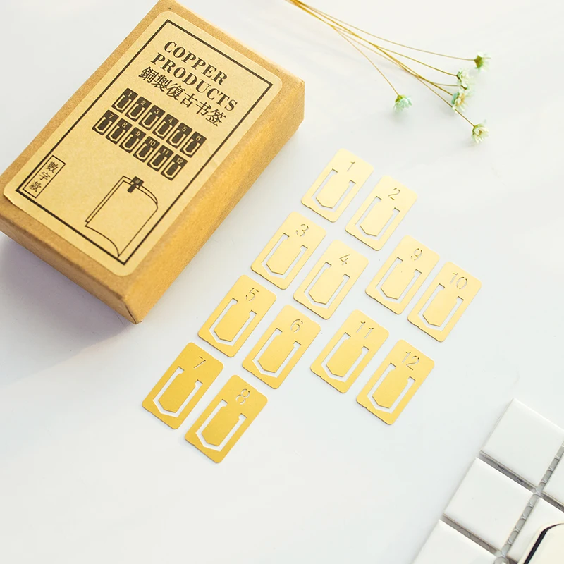 12 шт./лот винтажные медные закладки мини Рето металлические маркеры для книг