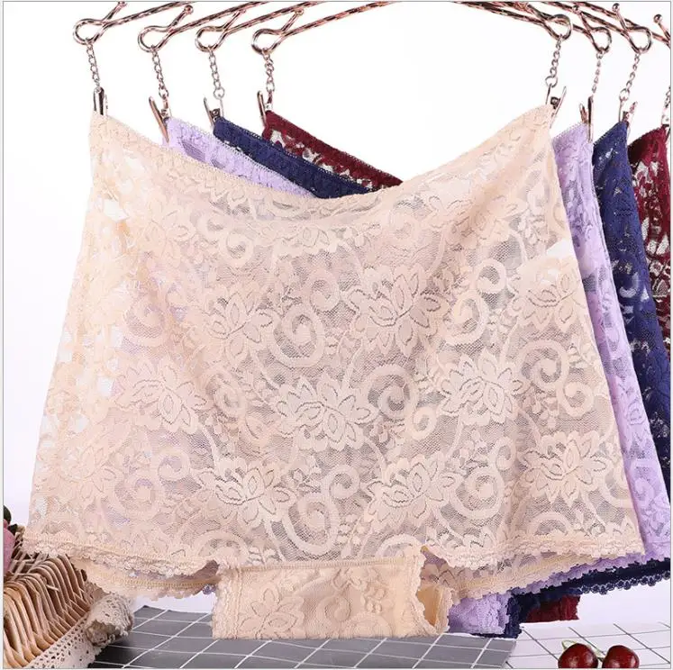 Кружевные трусики большого размера для женщин супер эластичные прозрачные брюки