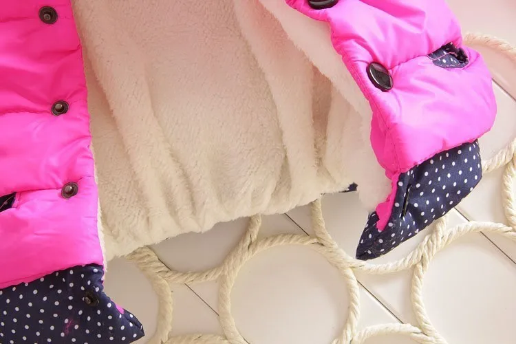 Новые детские пальто Minnie Baby зимние пальто для девочек пальто с длинным рукавом теплая зимняя куртка для девочки утолщенная с капюшоном