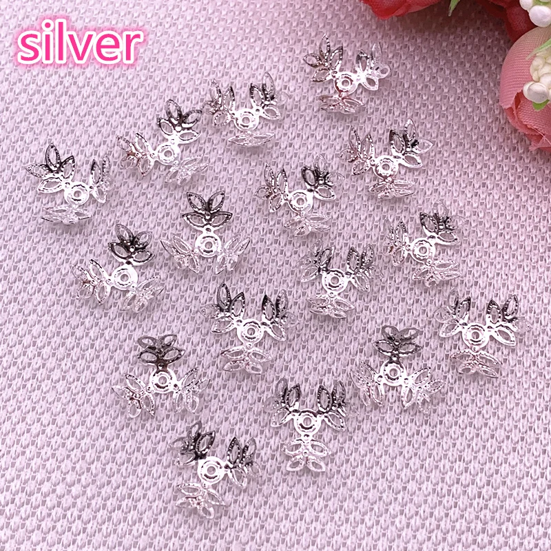 silver Новинка 100 шт./лот, пустотелая Цветочная фурнитура, конусные бусины, филигранные бусины, сделай сам, изготовление ювелирных изделий - Цвет: silver