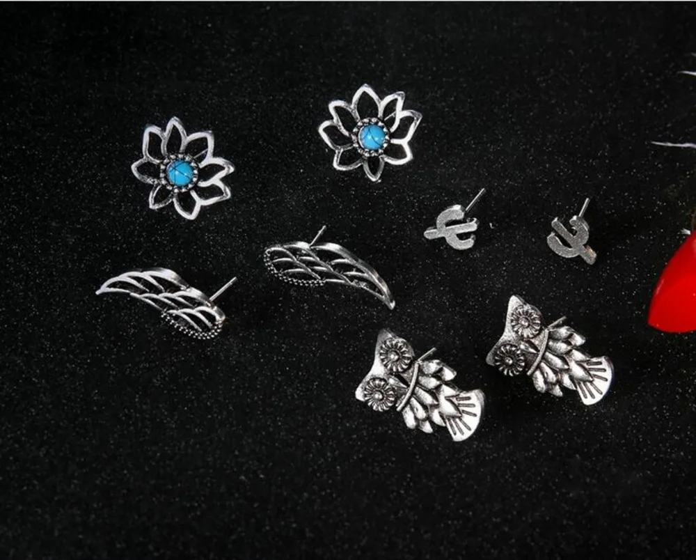 Серьги-гвоздики Женские винтажные в виде совы крыльев животных | Украшения и