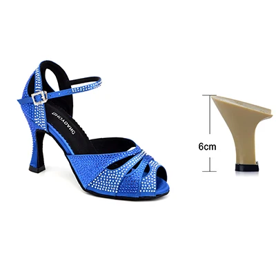Blue 6cm SHOYDANC Профессиональный Туфли для латинских танцев Для женщин двухцветный небольшой горный хрусталь танцевальные туфли для сальсы женские бальные Обувь для танцев - Цвет: Blue 6cm