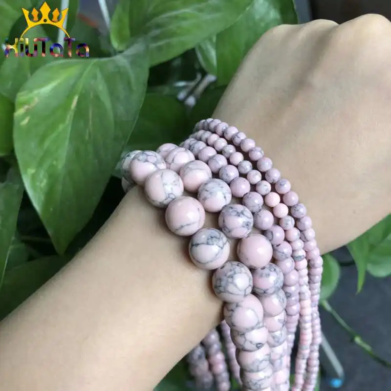 Синтетические розовые бирюзовые бусины круглые россыпью бриллиантовые браслеты