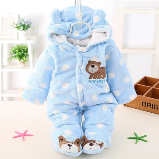 Прямая доставка Сгущает Мультфильм Детские Footie Baby One-piece Костюмы осень-зима для
