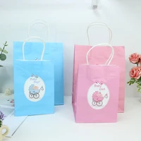 avebien 10pcs new baby carriage kraft paper gift bag baby shower paper bag with handle for shopping event party favors candy bag