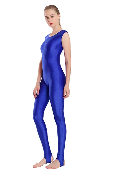 royal blue AOYLISEY женский черный танк Unitard с StirrupLycra комбинезон из спандекса для женщин балетная танцевальная одежда боди костюм для тренировки - Цвет: royal blue