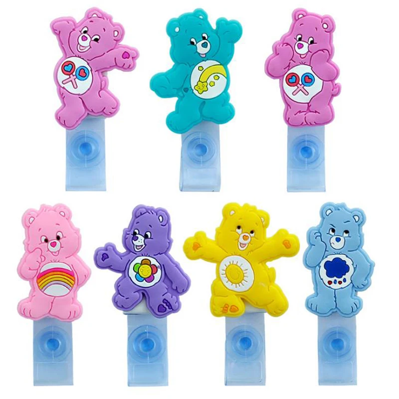 1 шт. Kawaii красочные сердце медведи животные Trasparent выдвижной значок катушка Студенческая ID Имя карты держатель значка зажимы канцелярские принадлежности