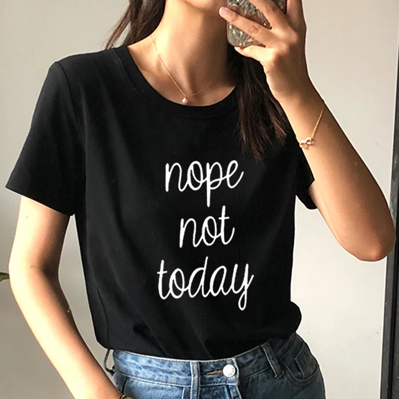 Zjlvmf Nope Not Today Женская хлопчатобумажная рубашка Harajuku модная повседневная женская