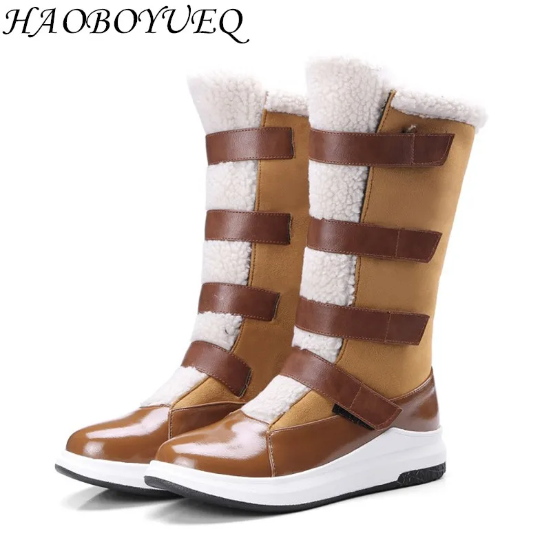 Зимняя мода Для женщин сапоги Зимние ботинки пятки для отдыха на толстой подошве