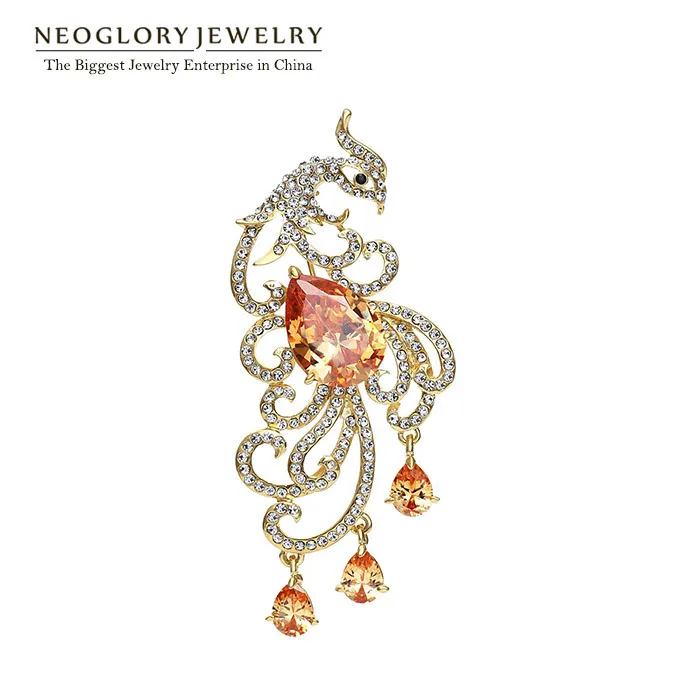 Neoglory 2020 Новое поступление Свадебные Броши в виде феникса свадебная зеленая