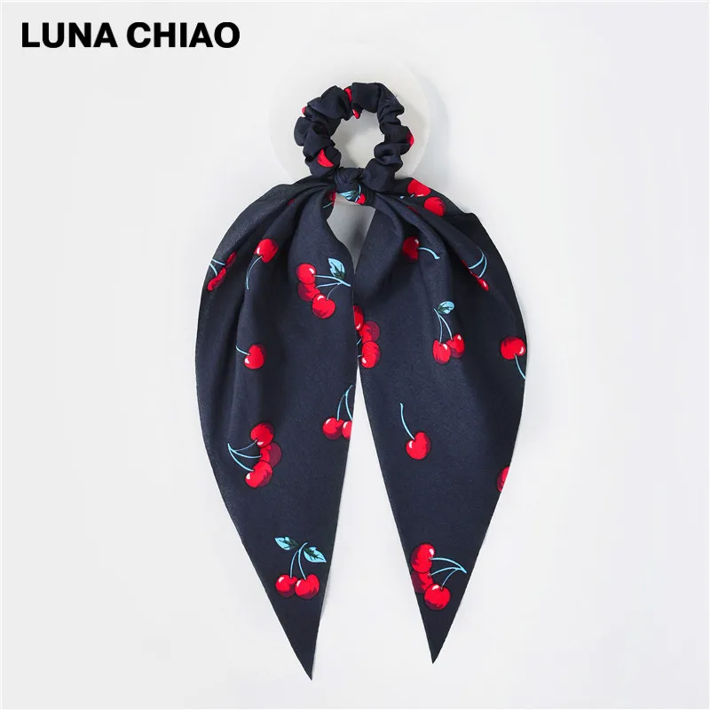 2 LUNA CHIAO Fashion Women Hair Accessories Hair Tie Ponytail Holder Fabric Hair Scarf Scrunchies - Цвет: 2