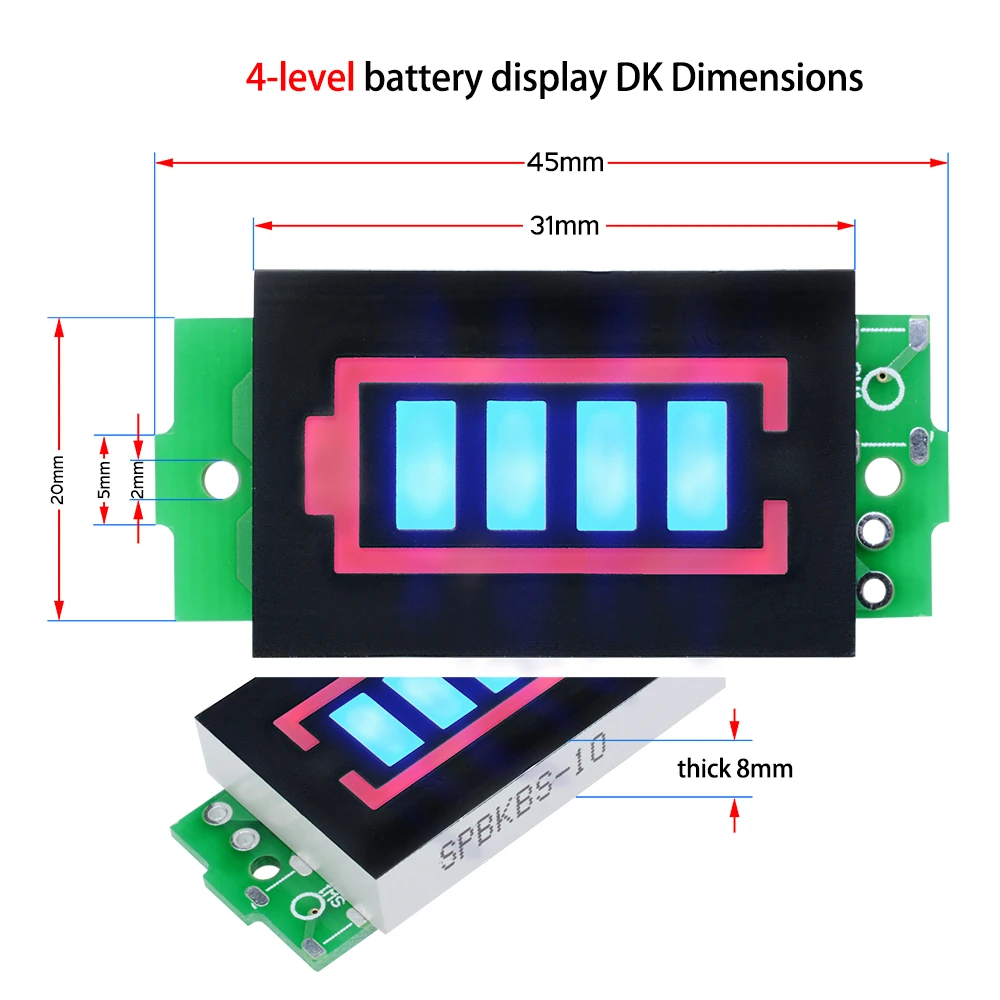 Индикатор емкости литиевого аккумулятора 1S 2S 3S синий дисплей тестер мощности