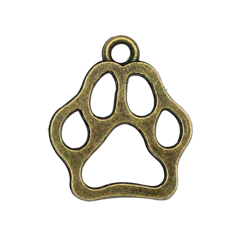 

100pcs-Antique Bronze 2 Sided Dog Paw Charms Pendant 20x17mm