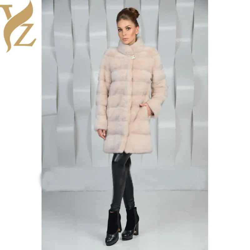 Модные 100% из натурального меха норки пальто с мехом для женщин светильник