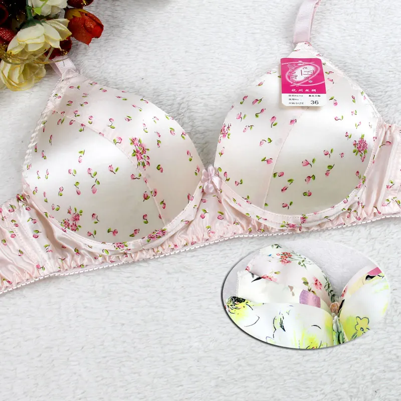 

Silk bra mulberry silk double faced silk wireless glossy thin cup underwear