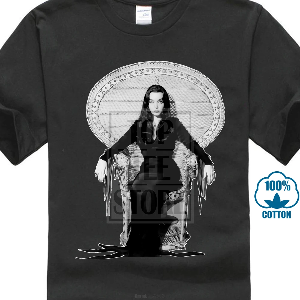 Morticia Addams/семейная Винтажная Футболка B& W, хлопковая Футболка с принтом