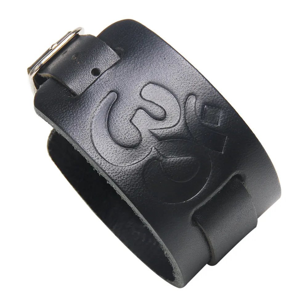 2456 Black UBEAUTY винтажный подлинный панк кожаный широкий браслет рок воловья кожа браслеты повседневные мужские черные и коричневые ювелирные аксессуары - Окраска металла: 2456 Black