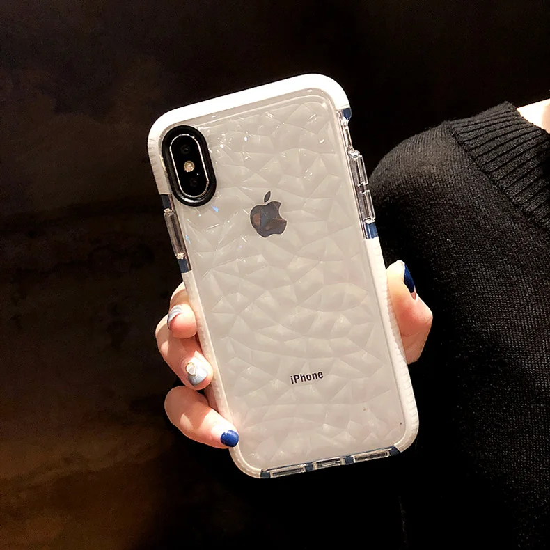 Противоударный Прозрачный чехол для телефона с алмазной текстурой для iPhone 11 Pro Max XR XS Max 10 8 7 6s Plus силиконовый чехол Аксессуары