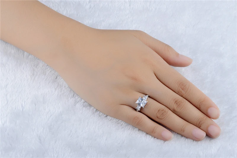 Блеск белый цвет золота большой Diamant кольца ювелирные изделия квадратной формы кольца для женщин Свадьба Обручальное CZ accessoriess CCR032