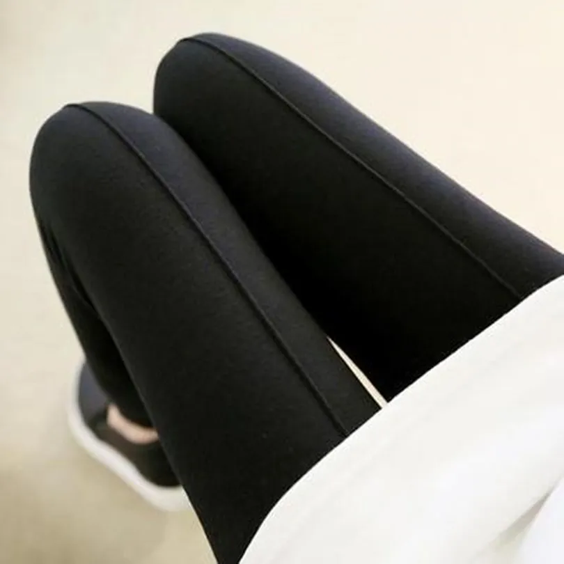 Black Женские леггинсы, теплые кашемировые, модные, одноцветные, средняя линия, Осенние штаны, брюки, повседневные, женские, высокая эластичность, леггинсы - Цвет: Black