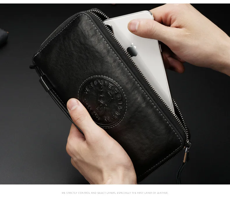 Защита от кражи RFID щетка Для мужчин женских сумок новые модные Для мужчин кожаные мешочек сумка многофункциональный кошелек клатч в деловом стиле
