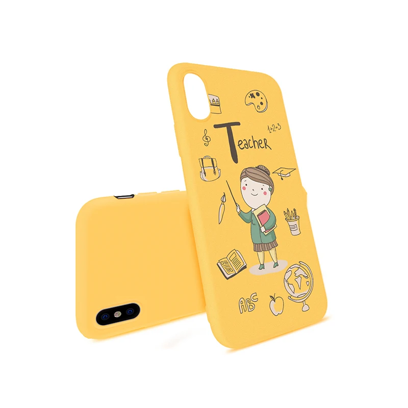 Милый мультяшный чехол для телефона с рисунком учителя iPhone 5 SE XS XR 6 6S Plus желтый