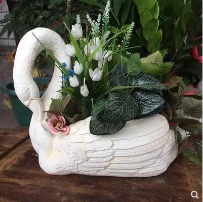 style1 (just vase) Открытый парк цемент ваза в форме лебедя фигурки ремесла украшения пейзаж домашняя ваза с животными сад большой цветочный горшок статуи аксессуары - Цвет: style1 (just vase)
