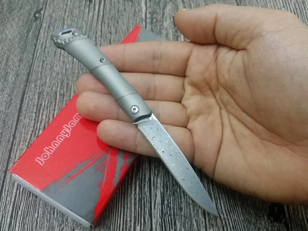 Jonnyjamie Mini UK PEN 1 нож C94TI 2,3" 31 г TC4 титановая ручка в БАМБУКОВОМ стиле дамасский складной карманный нож тактический EDC gear