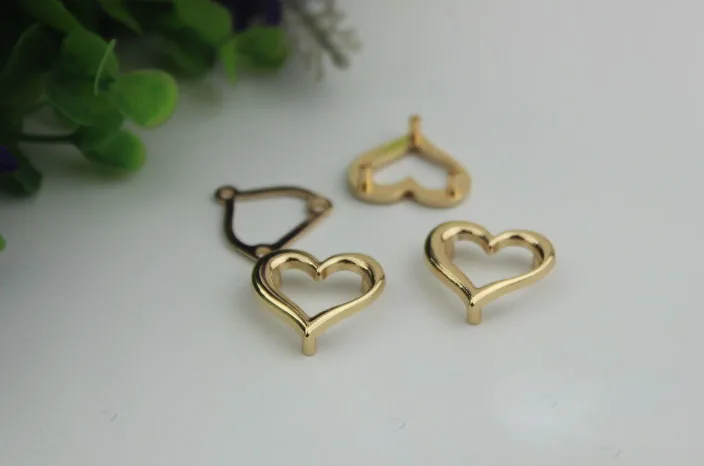 10pcs/lot Luggage hardware accessories pale golden heart decorative buckle shoes bag decoration metal | Багаж и сумки