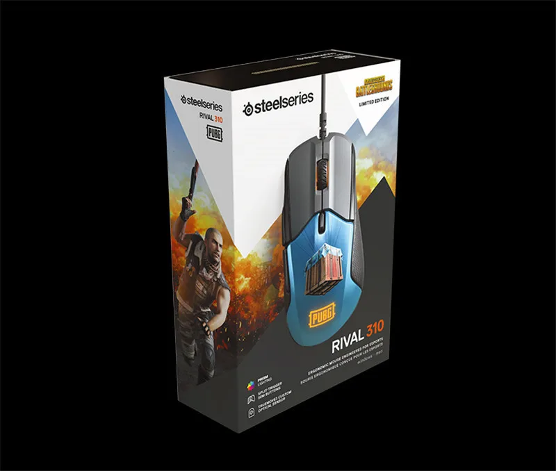 Игровая мышь SteelSeries Rival 310 PUBG Edition-оптический сенсор TrueMove3 12000 CPI-кнопки с разъемом-RGB Освещение