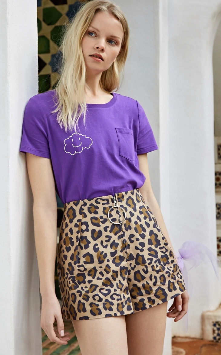Vero Moda новые женские декоративные кольца на молнии леопардовые повседневные шорты с принтом | 319215519