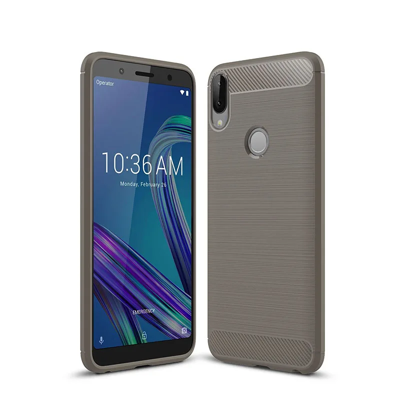 Серый Для Asus Zenfone Max Pro M2 ZB631KL ZB633KL чехол из углеродного волокна Мягкий ТПУ силиконовый чехол для телефона задняя крышка для ZB631KL ZB633KL чехол - Цвет: Серый