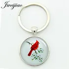 JWEIJIAO 2018 унисекс брелок для ключей новая идея подарок кардинал брелок милая птица и красивая Цветочная ветка брелок на заказ