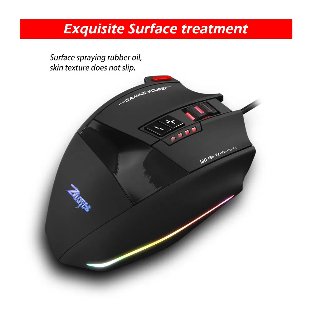 Zelotes C13 игровая мышь 7000 dpi 13 программируемых кнопок RGB светодиодный свет мыши Носимых устройств дропшиппинг