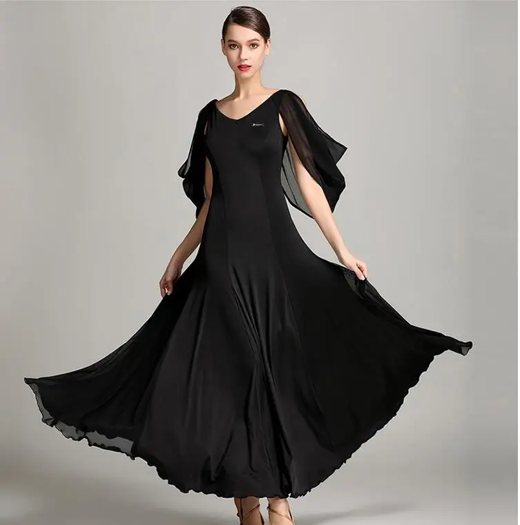 Стандартная одежда для бальных танцев черного и красного цвета Женская